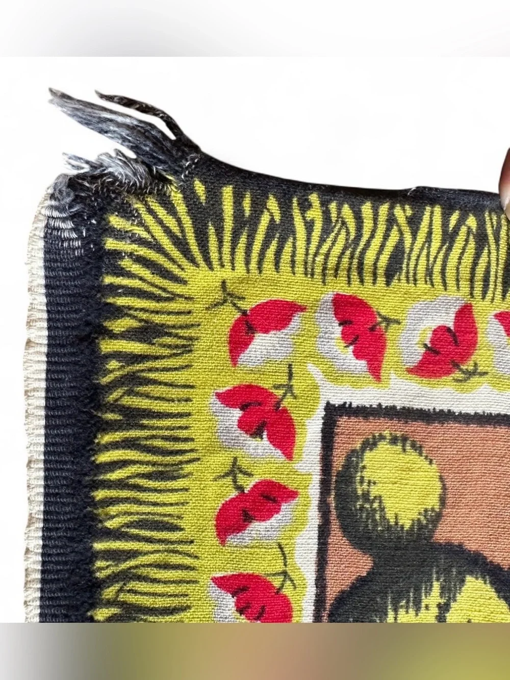 Vintage Southwestern Native American Horse Rider Woven Tapestry Wall Hanging
